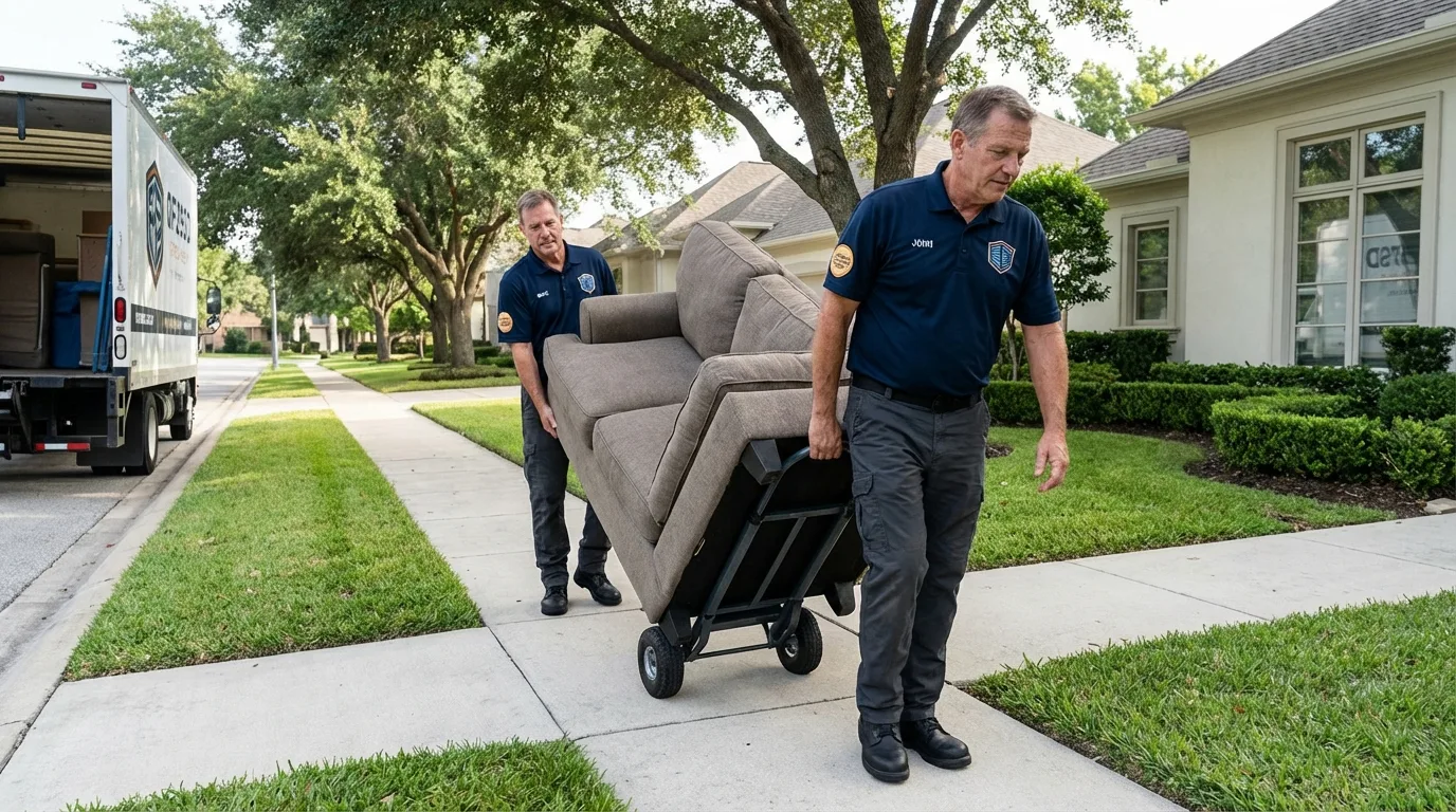 Local residential moving crew loading furniture in Thomasville, GA